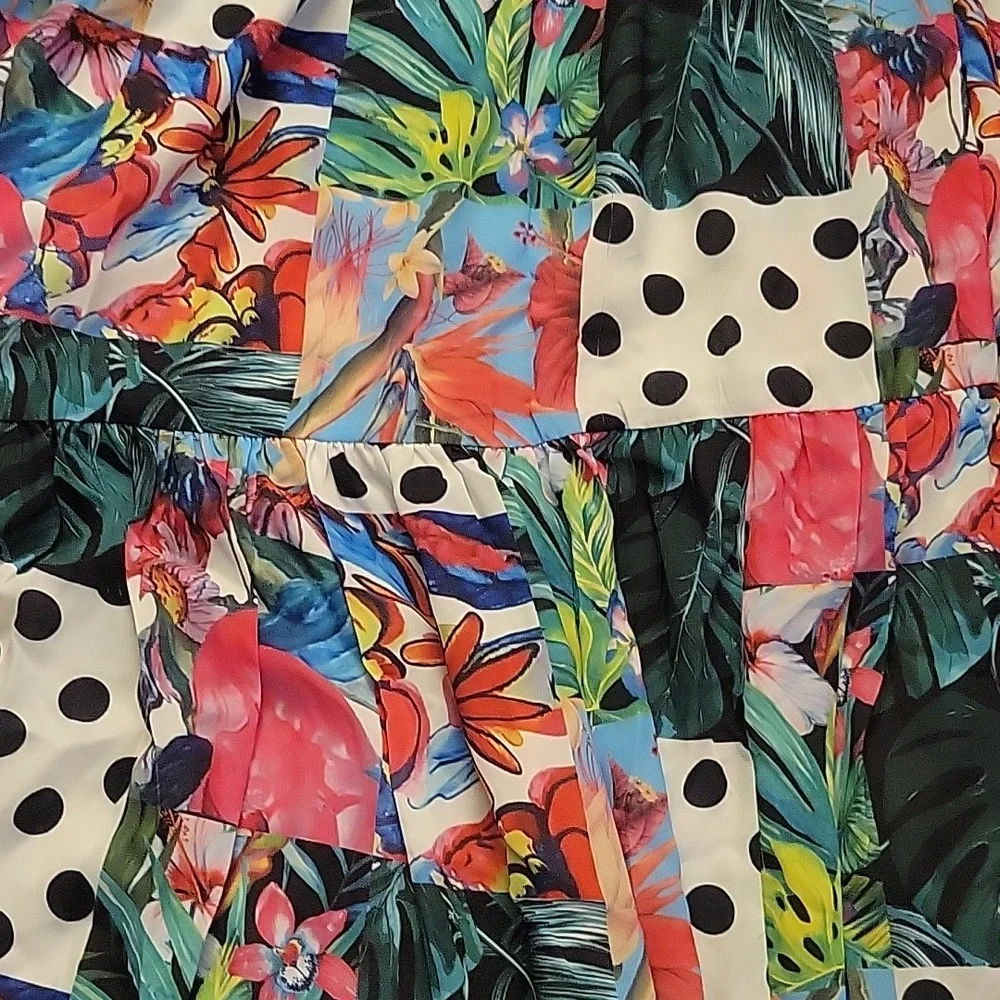 Banjul Floral Patchwork Maxi Skirt in Pink, Blue, Green & White